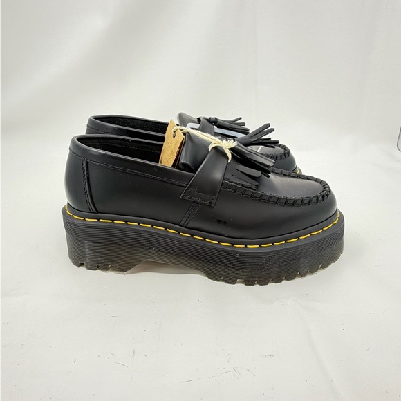 Dr. Martens Shoes - NWT Women’s 6 Dr. Martens Adrian Quad Black Platform Shoes Yellow Stitch Doc